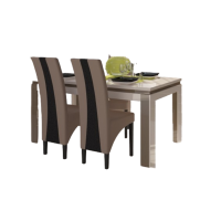 Table de salle à manger LINA 180cm. Coloris CAPPUCCINO et blanc crème. Idéal pour votre salle à manger.