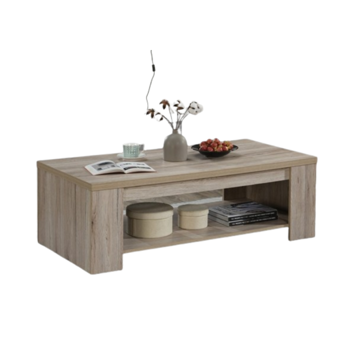 Table basse style rustique 120x90 collection VERMONT effet chêne