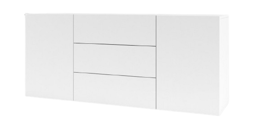 Buffet 140cm collection EVA 2 portes et 3 tiroirs. Couleur blanc et chêne.