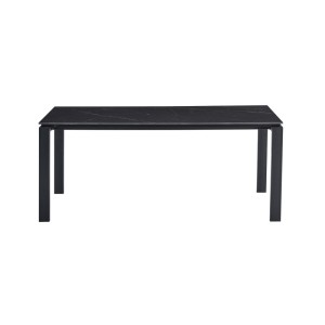 Table à manger ATHENA longueur 180cm avec plateau de 12mm en pierre effet marbre noir