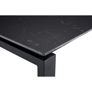 Table à manger ATHENA longueur 180cm avec plateau de 12mm en pierre effet marbre noir