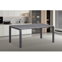 Table à manger ATHENA longueur 180cm avec plateau de 12mm en pierre effet marbre gris