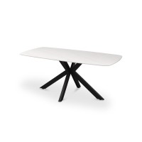 Table à manger VINCI longueur 180cm avec plateau de 12mm en pierre effet marbre blanc