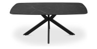 Table à manger VINCI longueur 180cm avec plateau de 10mm en pierre effet marbre noir