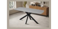 Table à manger VINCI longueur 180cm avec plateau de 10mm en pierre effet marbre gris