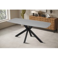 Table à manger VINCI longueur 180cm avec plateau de 10mm en pierre effet marbre gris