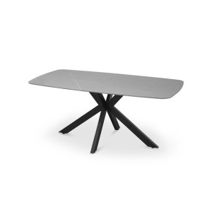 Table à manger VINCI longueur 180cm avec plateau de 10mm en pierre effet marbre gris