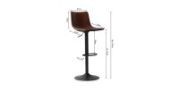 Tabouret de bar style vintage coloris brun. Collection SOUL