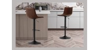 Tabouret de bar style vintage coloris brun. Collection SOUL