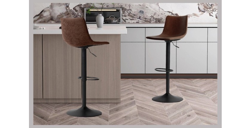 Tabouret de bar style vintage coloris brun. Collection SOUL