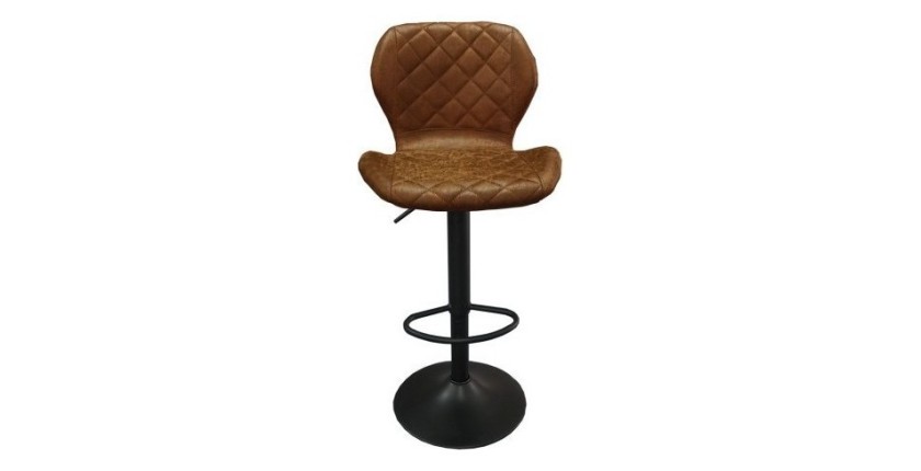 Tabouret de bar style vintage coloris cognac. Collection MABEL