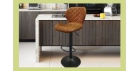 Tabouret de bar style vintage coloris cognac. Collection MABEL