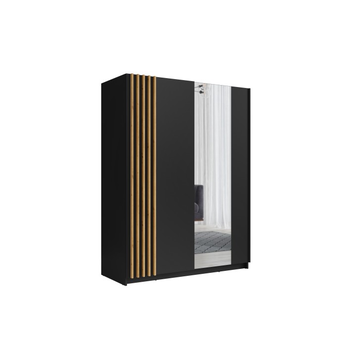 Armoire design 200cm coloris noir et chêne collection VARIA