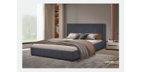 Lit double design coloris gris pour adulte collection Roma, 160x200 cm, sommier inclus