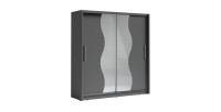 Armoire design 205cm coloris gris graphite collection ULOS avec miroir en forme de vague