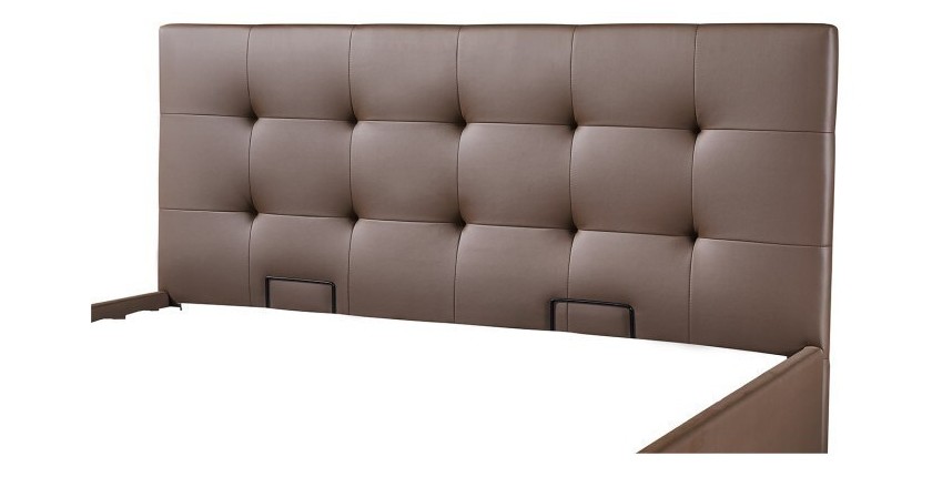 Lit coffre design coloris taupe pour adulte collection RICO, 160x200 cm, sommier inclus