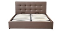 Lit coffre design coloris taupe pour adulte collection RICO, 160x200 cm, sommier inclus