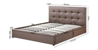 Lit coffre design coloris taupe pour adulte collection RICO, 160x200 cm, sommier inclus