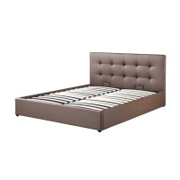 Lit coffre design coloris taupe pour adulte collection RICO, 160x200 cm, sommier inclus