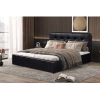 Lit coffre design coloris noir pour adulte collection RICO, 160x200 cm, sommier inclus