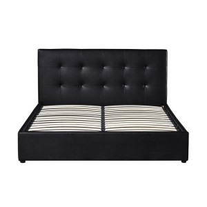 Lit coffre design coloris noir pour adulte collection RICO, 160x200 cm, sommier inclus