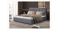 Lit coffre design gris pour adulte collection RICO, 160x200 cm, sommier inclus