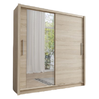 Armoire design 155cm coloris chêne clair collection OZZULA avec miroir