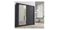 Armoire design 155cm coloris gris graphite collection OZZULA avec miroir