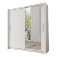 Armoire 205cm 2 portes coulissantes, coloris blanc, collection OZZULA