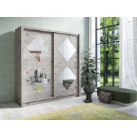 Armoire 205cm 2 portes coulissantes, coloris chêne wellington, collection OZZULA