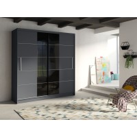 Armoire design 200cm coloris gris graphite et noir collection NARAGO