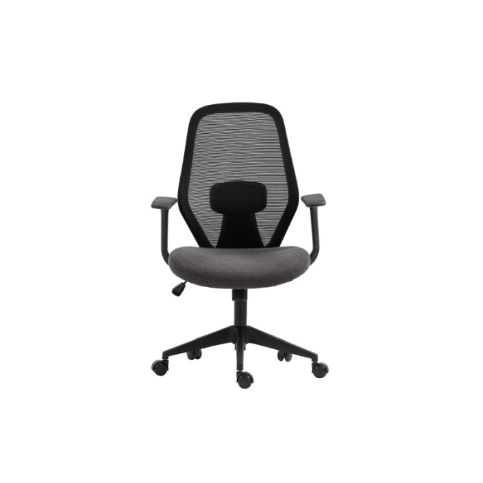 Chaise de bureau JANE Tissu filet noir et gris, idéal pour un bureau confortable et moderne
