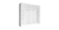 Armoire 230cm 2 portes coulissantes avec miroirs, coloris blanc, collection NOFI