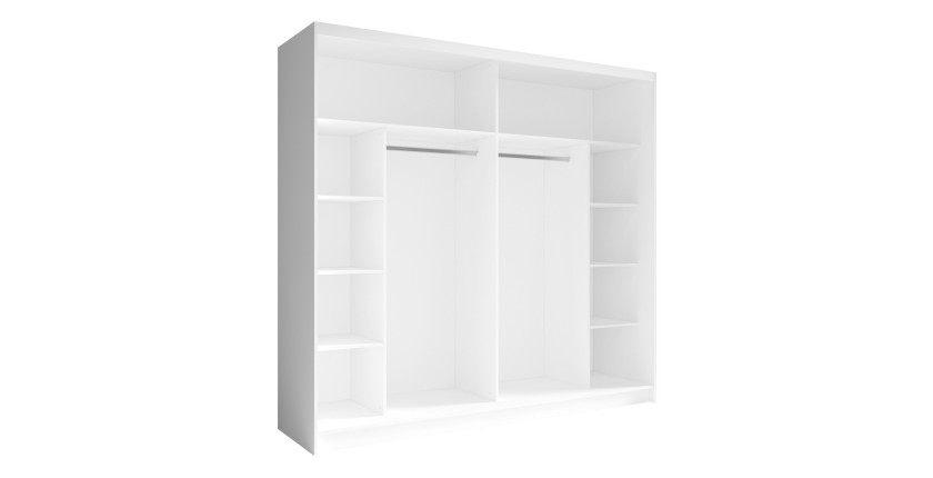 Armoire 230cm 2 portes coulissantes avec miroirs, coloris blanc, collection NOFI