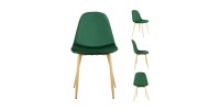 Chaise EKO Velours Vert foncé, dimension L45 x H84 x P55 cm, idéal pour votre cuisine ou salle à manger
