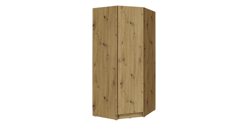 Armoire d'angle pour dressing collection KANELLE coloris chêne clair.