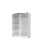 Armoire, garde robe GOZU 150 cm deux portes coulissantes. Dressing complet avec penderie et étagères. Coloris blanc