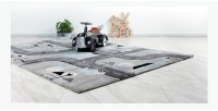 Tapis 170x120cm, design A133O coloris gris - Confort et élégance pour votre intérieur