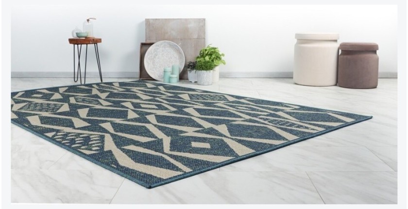 Tapis 150x80cm, design C203I coloris bleu - Confort et élégance pour votre intérieur