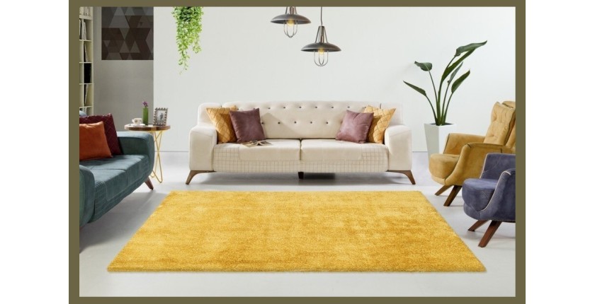 Tapis 150x80cm, design C005D coloris jaune - Confort et élégance pour votre intérieur