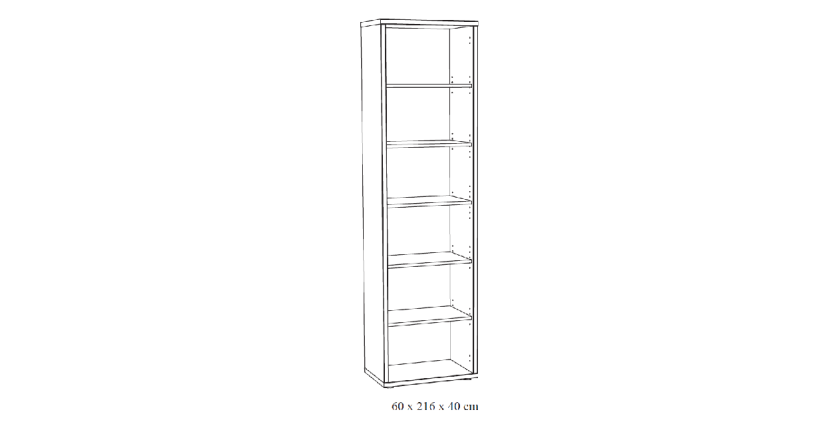 Bibliothèque de Bureau avec 5 étagères coloris blanc mat | Collection SOON | Meublorama