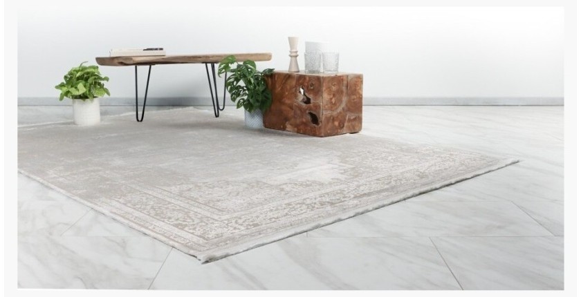 Tapis 170x120cm, design E209E coloris crème - Confort et élégance pour votre intérieur