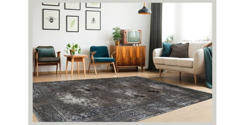 Tapis 170x120cm, design E209E coloris argent - Confort et élégance pour votre intérieur