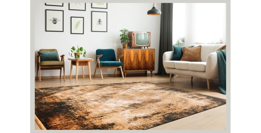 Tapis 150x80cm, design E409E coloris doré - Confort et élégance pour votre intérieur