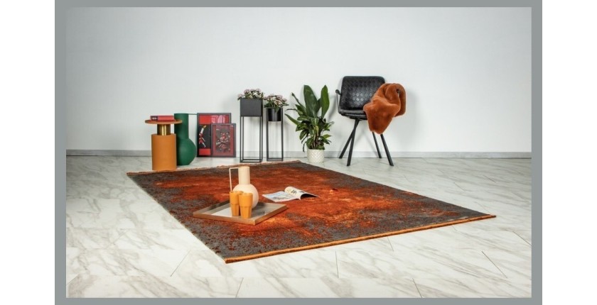 Tapis 230x160cm, design E509E coloris terracotta - Confort et élégance pour votre intérieur