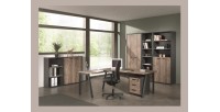 Ensemble de 8 meubles de bureau professionnel coloris chêne vieilli et noir collection SOON