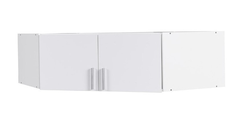 Surmeuble d'armoire d'angle deux portes collection FLEX, coloris blanc brillant