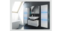 Colonne de salle de bain suspendu, collection OWL, coloris blanc mat et blanc brillant, idéal pour une salle de bain moderne et
