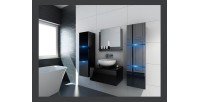 Meuble sous vasque suspendu collection OWL, coloris noir mat et noir brillant, idéal pour une salle de bain design