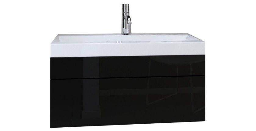 Ensemble meubles de salle de bain collection RAVEN, coloris noir mat et brillant, avec vasque 80cm et deux colonnes